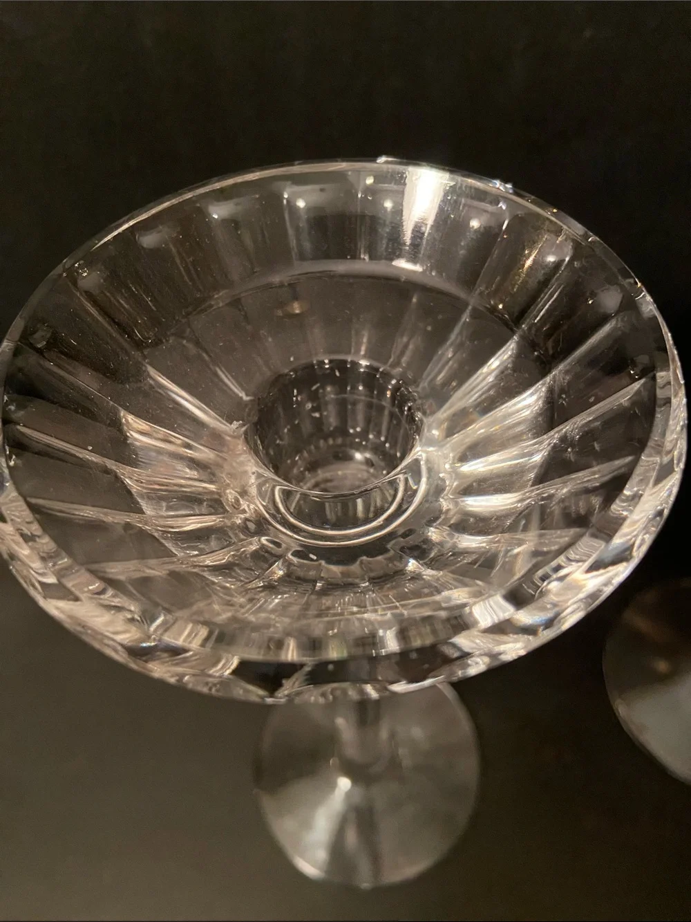 pair of Gorham Chantilly Collection crystal candlestick taper votive holders